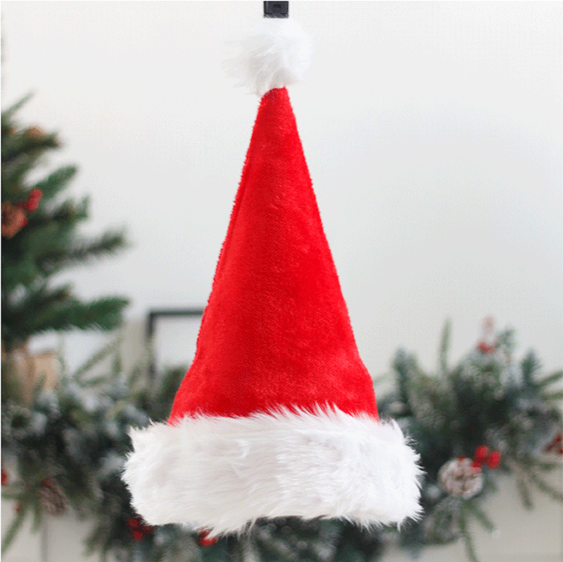 kids thickened long plush santa hat xmas