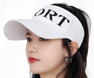 white knit sun visor cap