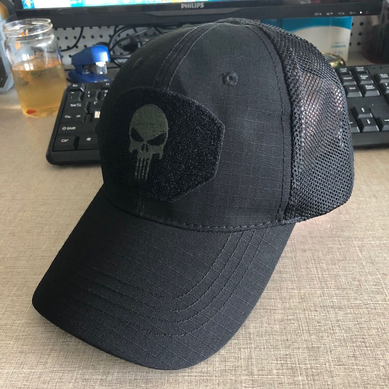 tactical patch cap velcro baseball hat skull