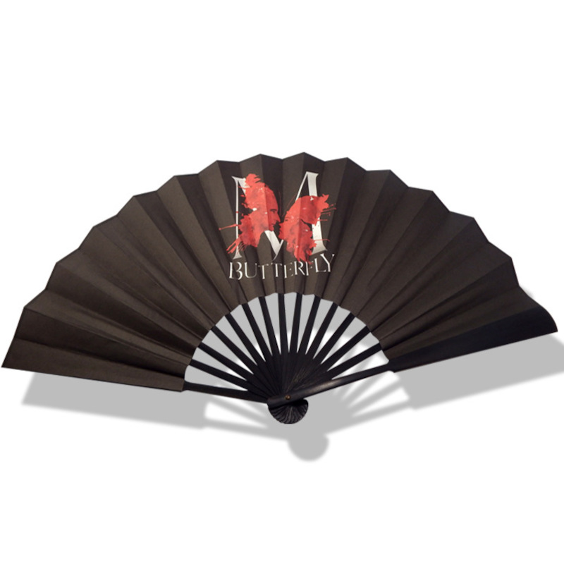 custom printed chinese folding hand fan bamboo paper