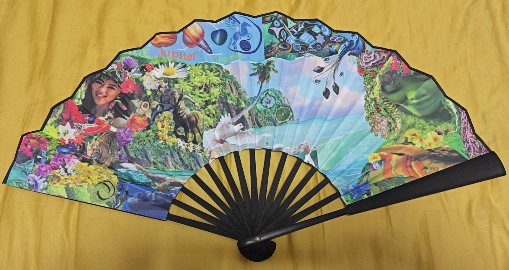 custom printed chinese folding hand fan bamboo paper