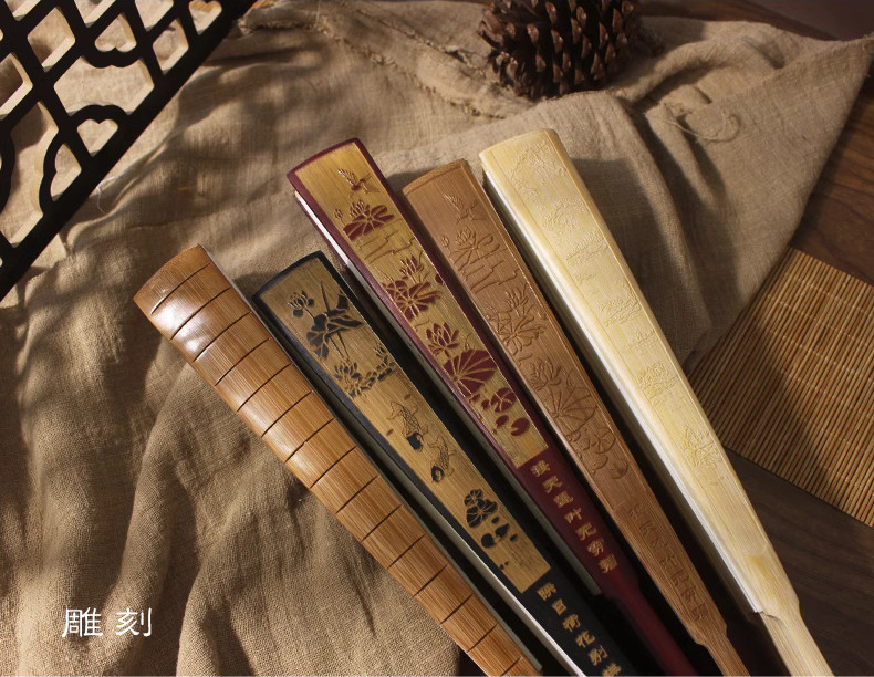 custom printed chinese folding hand fan bamboo silk