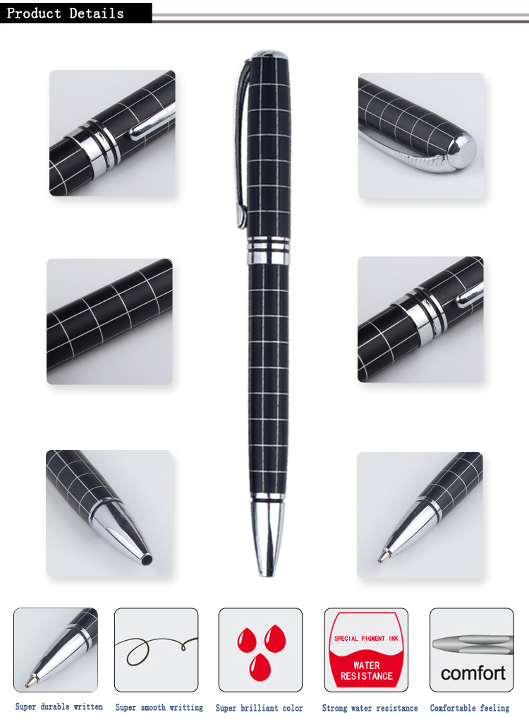 Grid Metal Ballpoint Pen