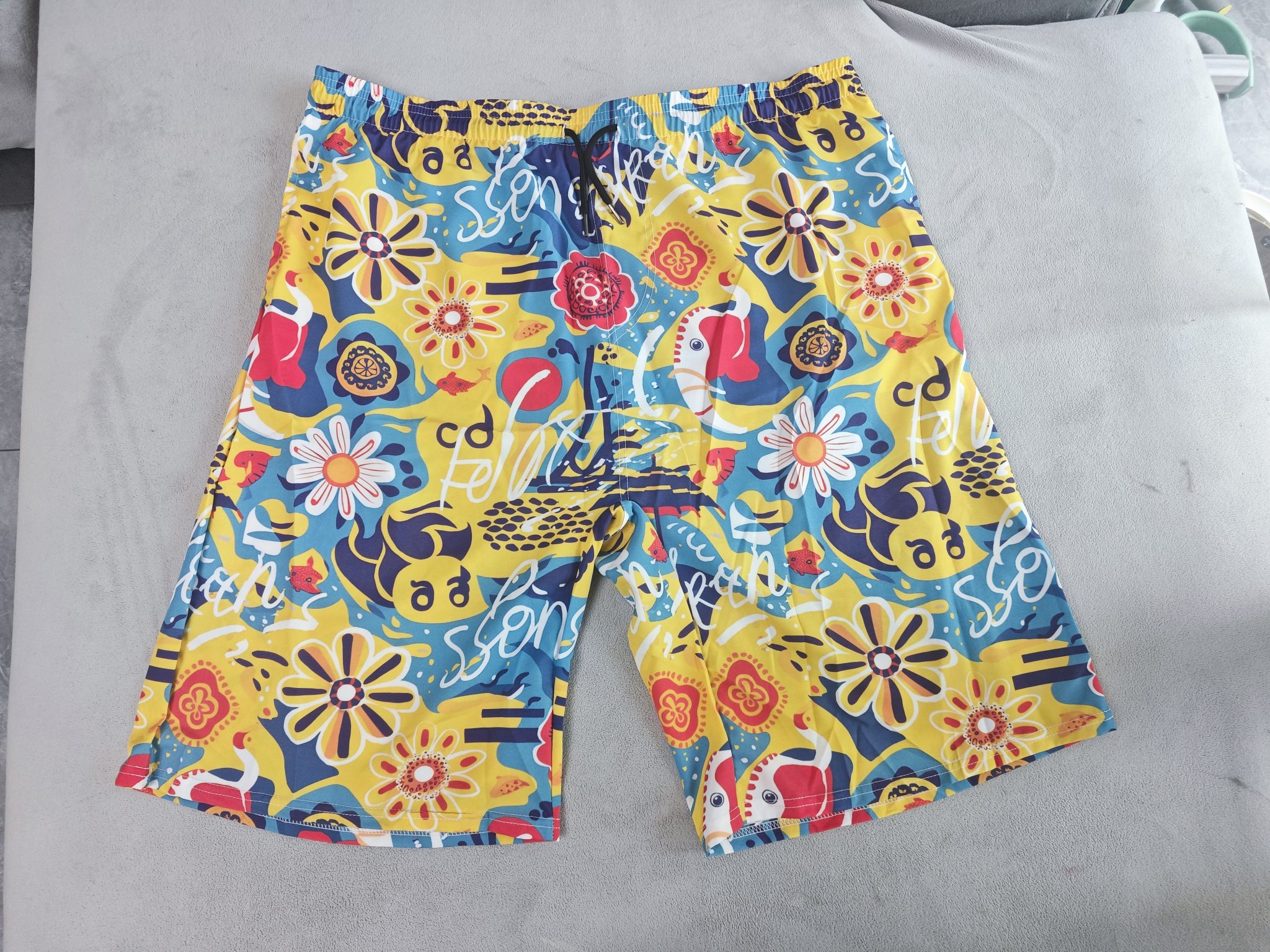 custom men's beach shorts full color all-over printing design your own swim trunks online