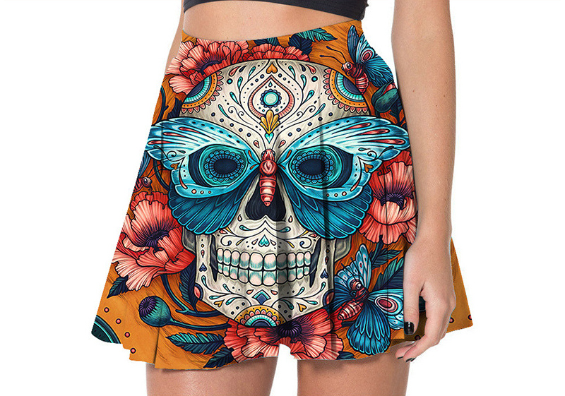 custom high waisted pleated mini skirt all-over printing no minimum short skater skirts