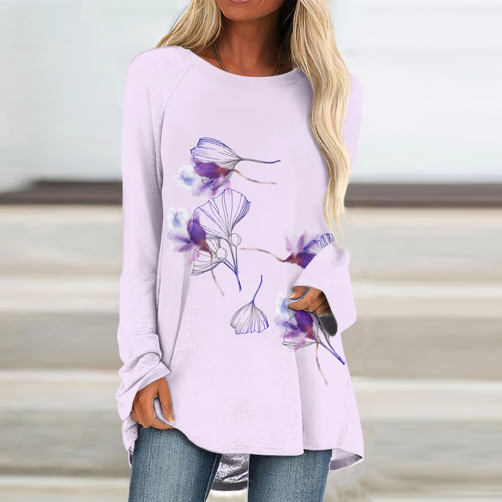 custom long sleeve tunic top crew neck pullover loose perosnalize printing no minimum