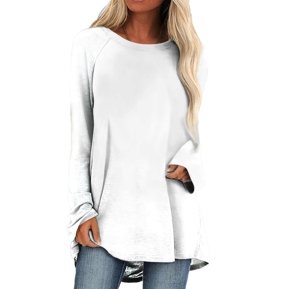 custom long sleeve tunic top crew neck pullover loose perosnalize printing no minimum