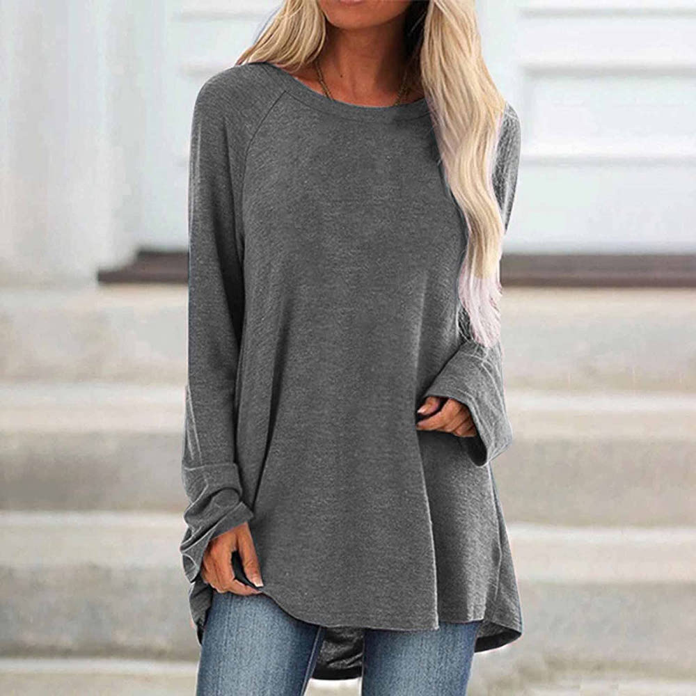 custom long sleeve tunic top crew neck pullover loose perosnalize printing no minimum