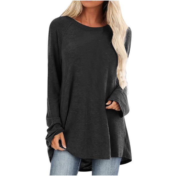 custom long sleeve tunic top crew neck pullover loose perosnalize printing no minimum