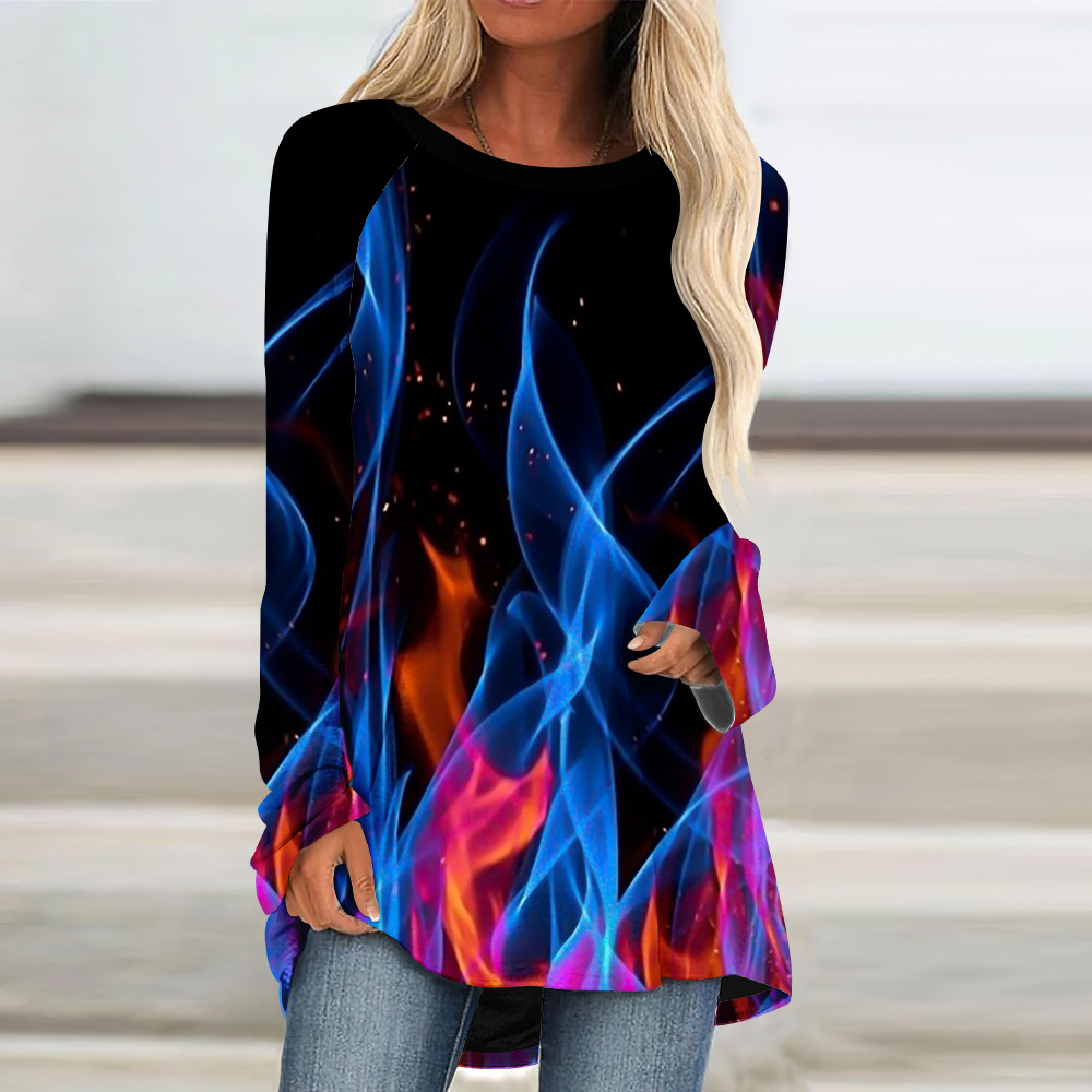 custom long sleeve tunic top crew neck pullover loose perosnalize printing no minimum