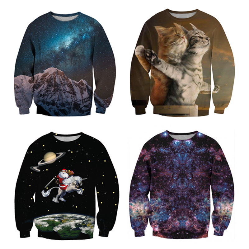 custom pullover sweater long sleeve crew neck all-over printing no minimum