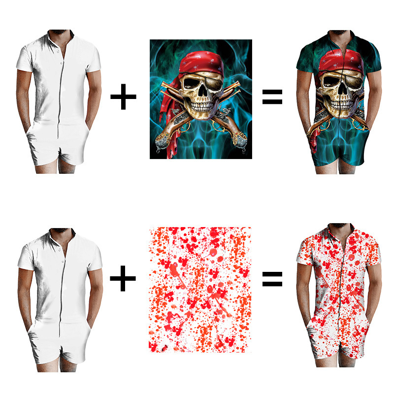 custom men's romper all-over printing no minimum male funny suit shorts