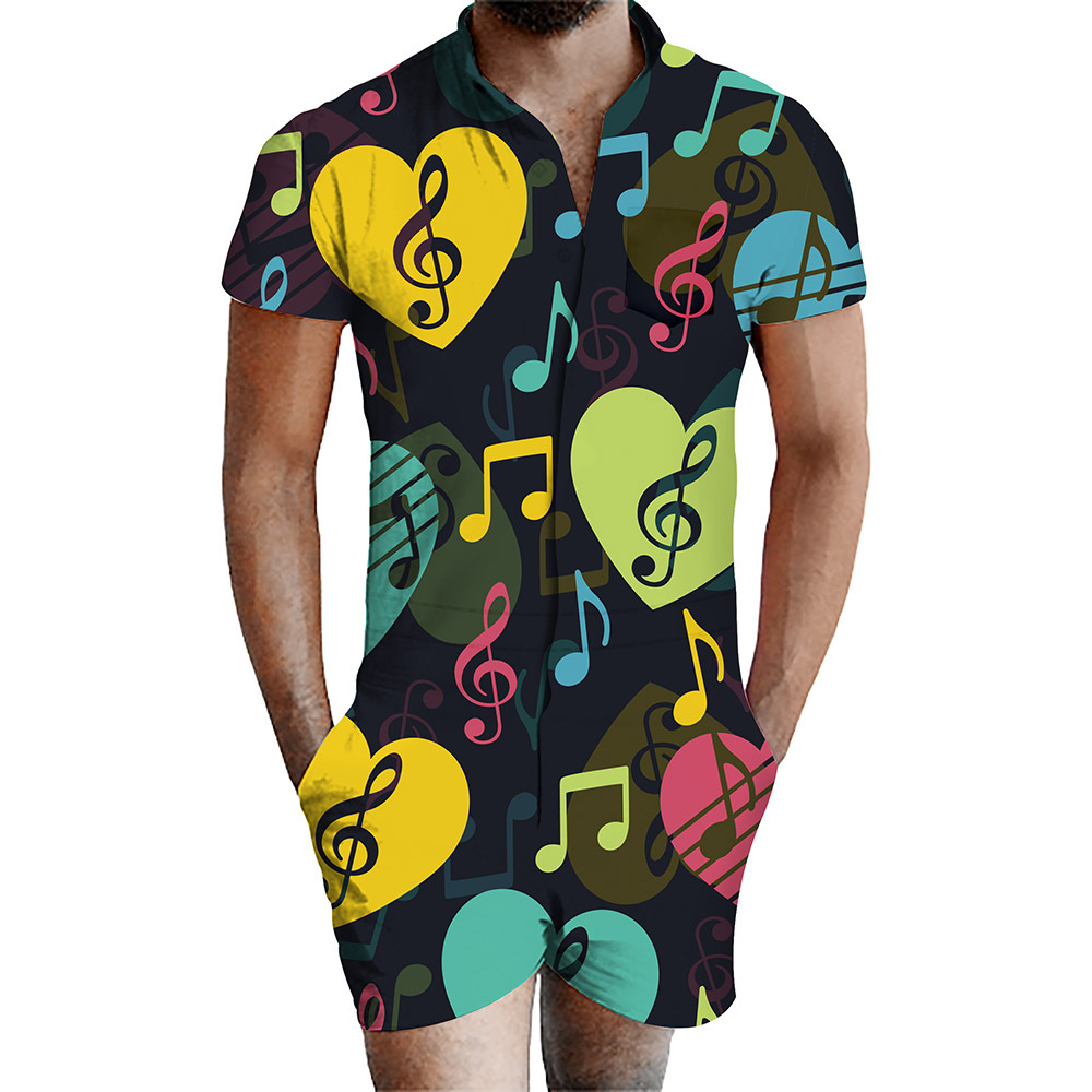 custom men's romper all-over printing no minimum male funny suit shorts