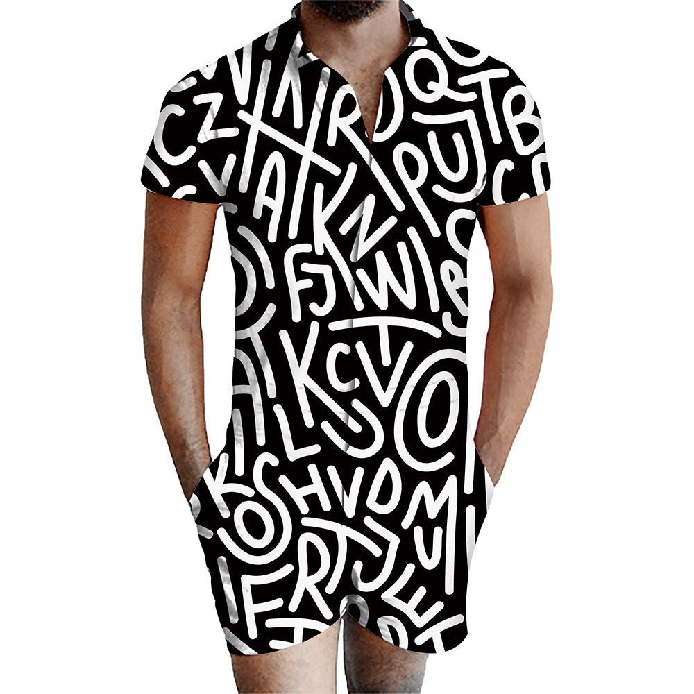 custom men's romper all-over printing no minimum male funny suit shorts