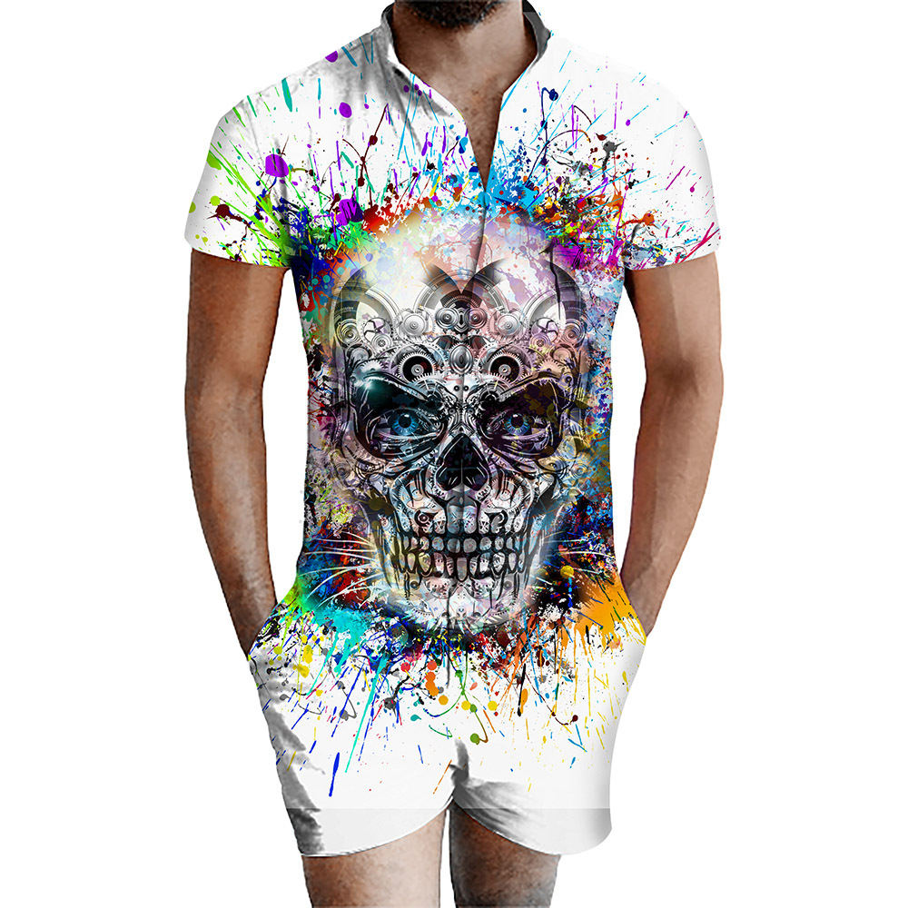 custom men's romper all-over printing no minimum male funny suit shorts