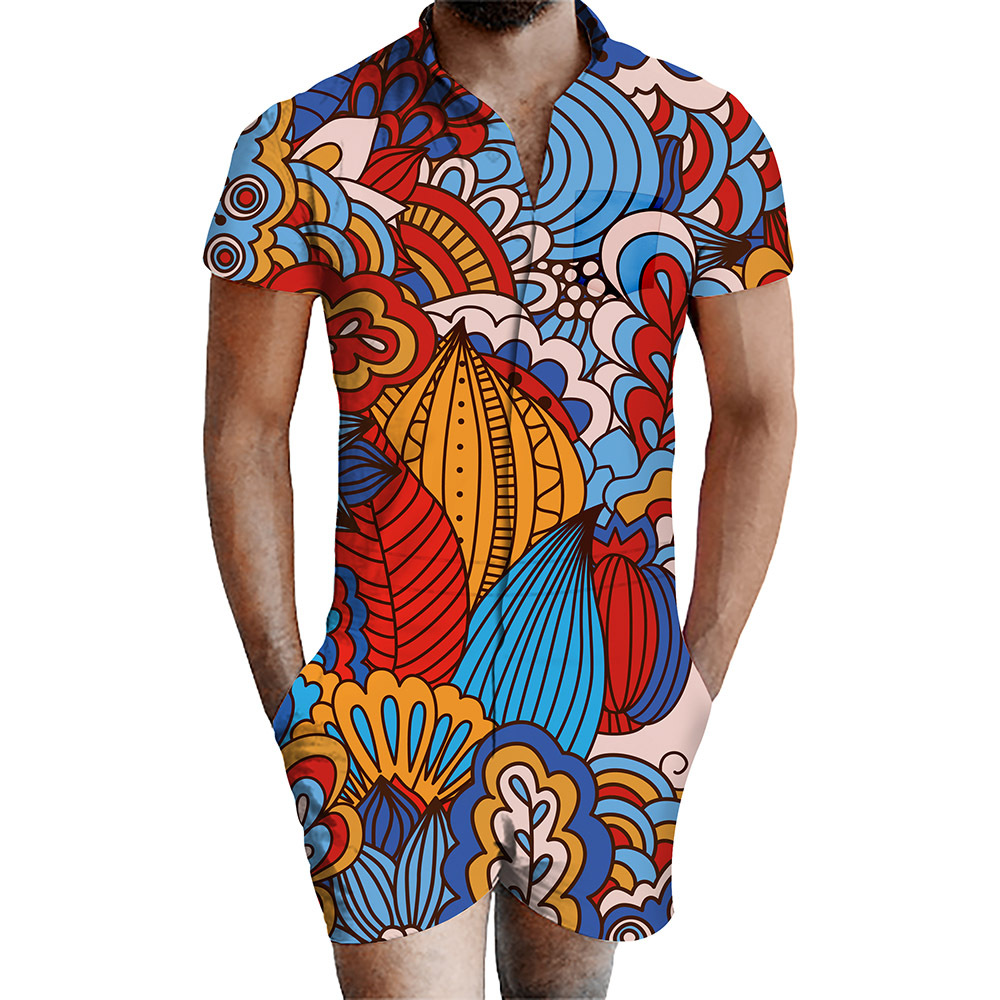 custom men's romper all-over printing no minimum male funny suit shorts