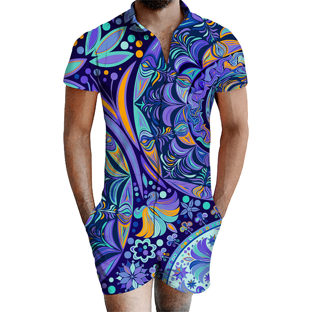 custom men's romper all-over printing no minimum male funny suit shorts