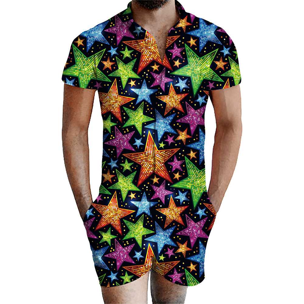 custom men's romper all-over printing no minimum male funny suit shorts