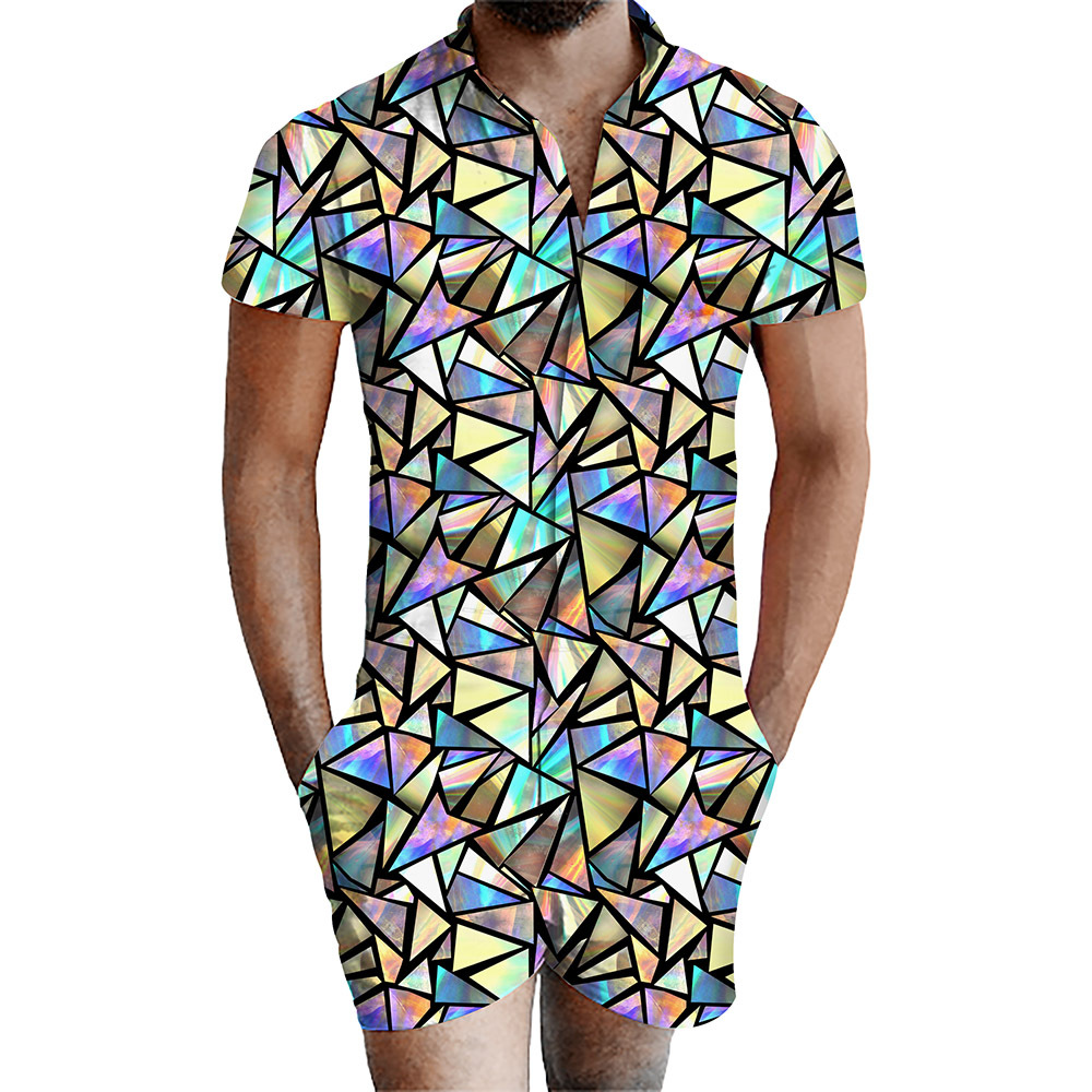 custom men's romper all-over printing no minimum male funny suit shorts