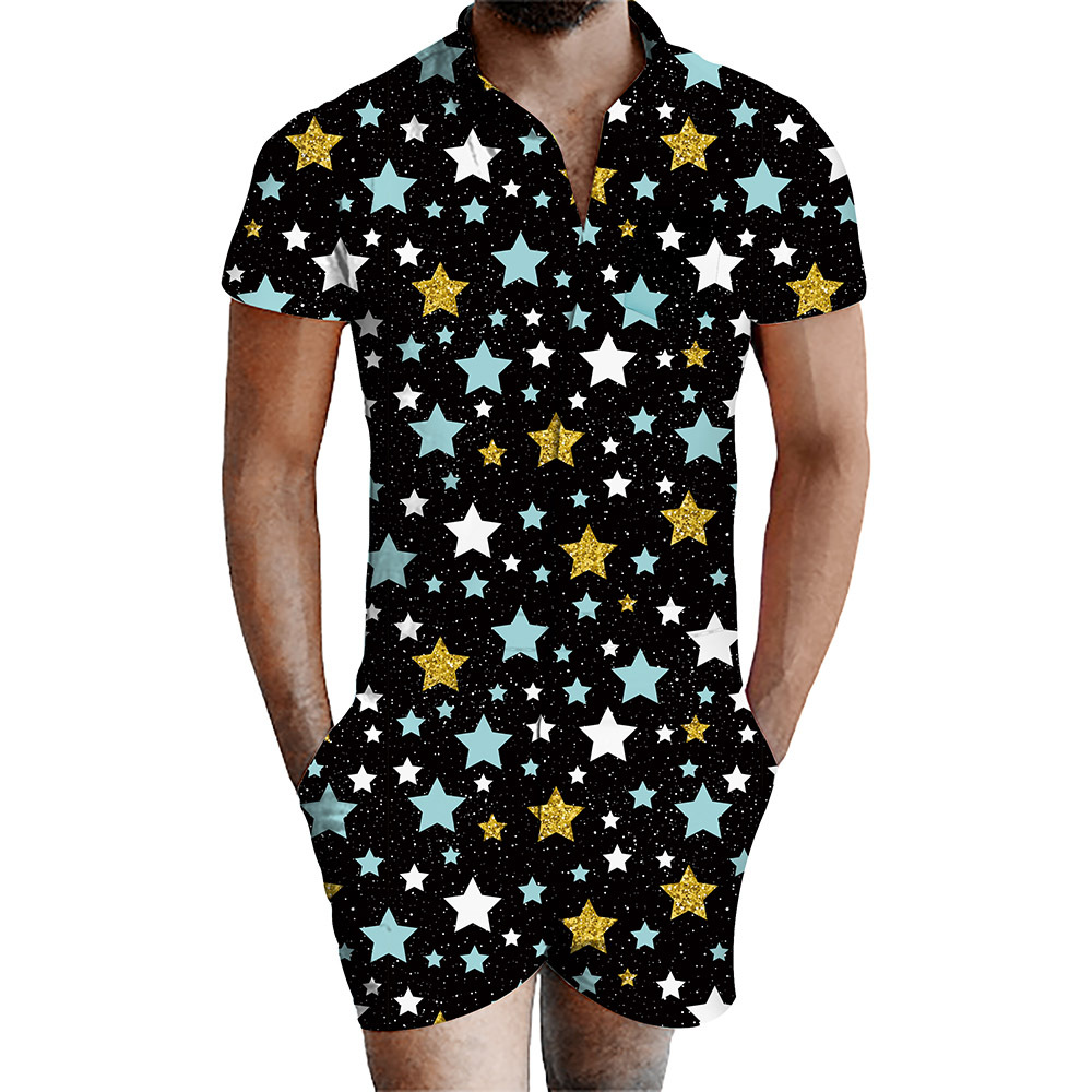 custom men's romper all-over printing no minimum male funny suit shorts