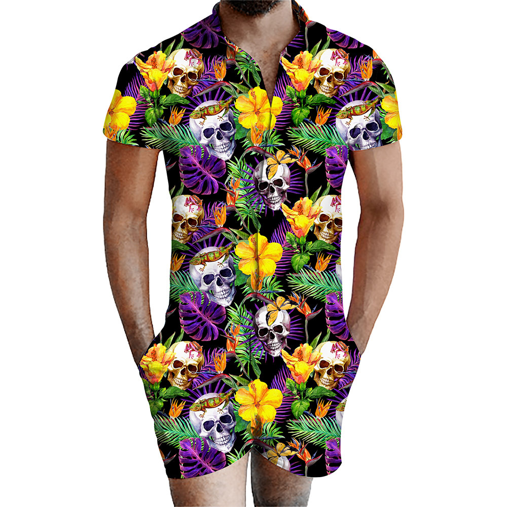 custom men's romper all-over printing no minimum male funny suit shorts