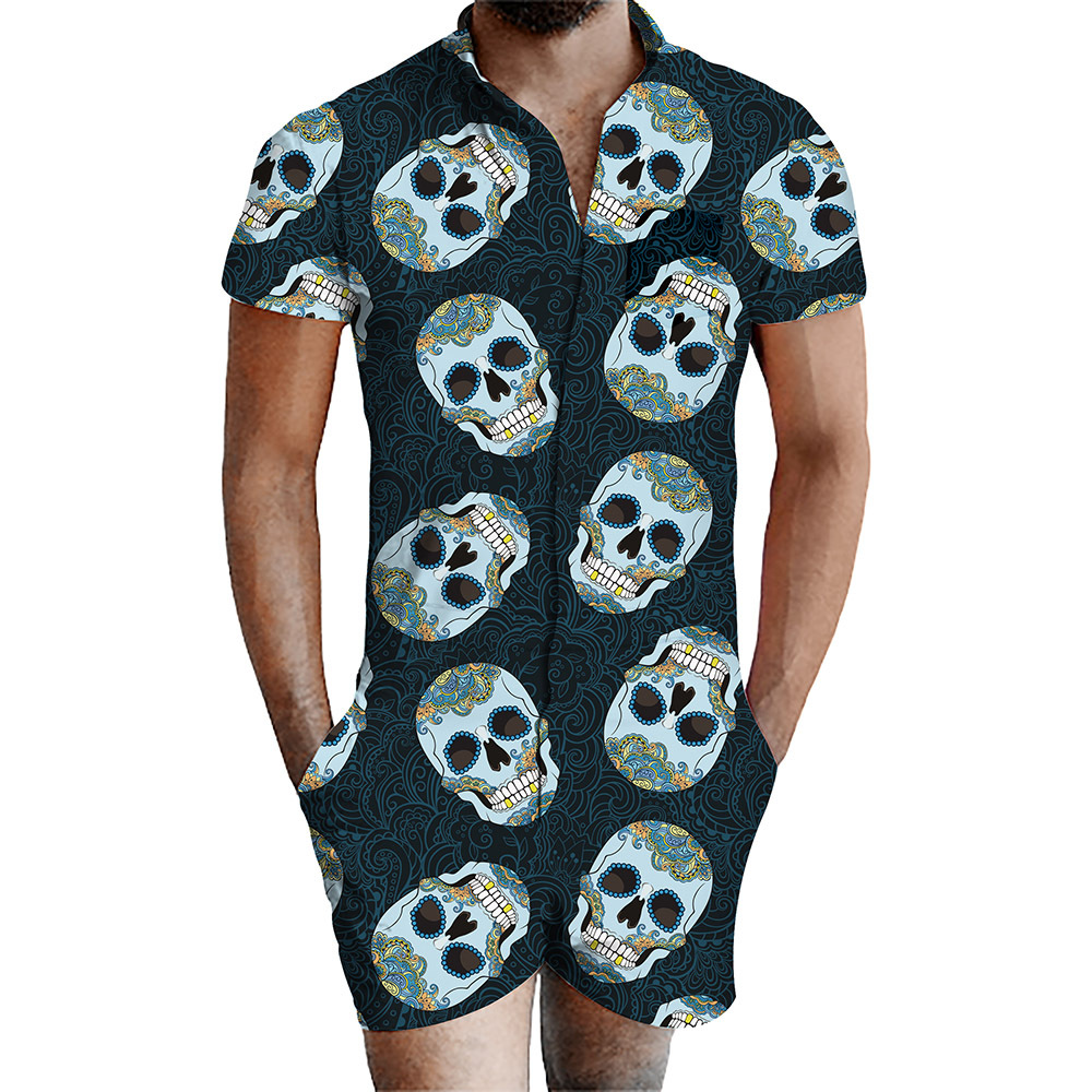 custom men's romper all-over printing no minimum male funny suit shorts