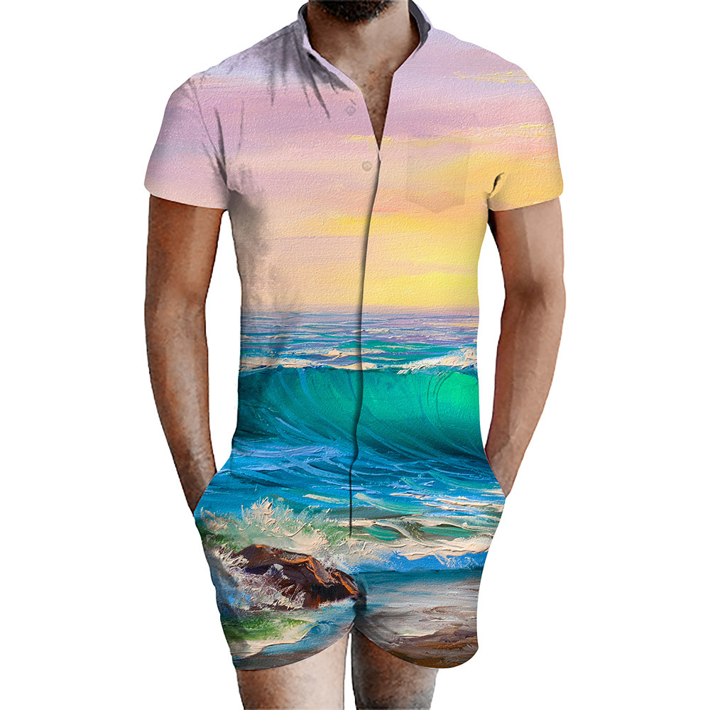 custom men's romper all-over printing no minimum male funny suit shorts