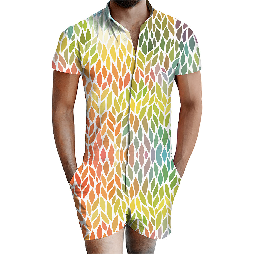 custom men's romper all-over printing no minimum male funny suit shorts