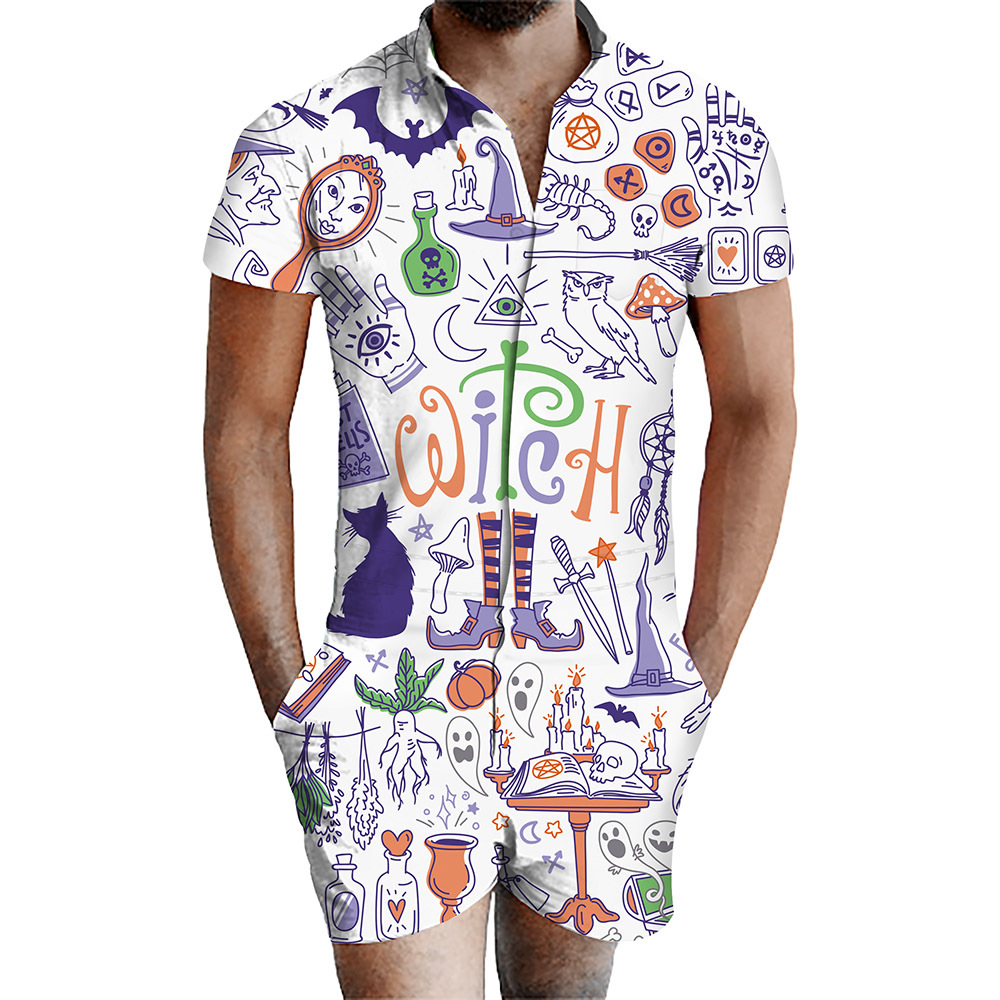 custom men's romper all-over printing no minimum male funny suit shorts