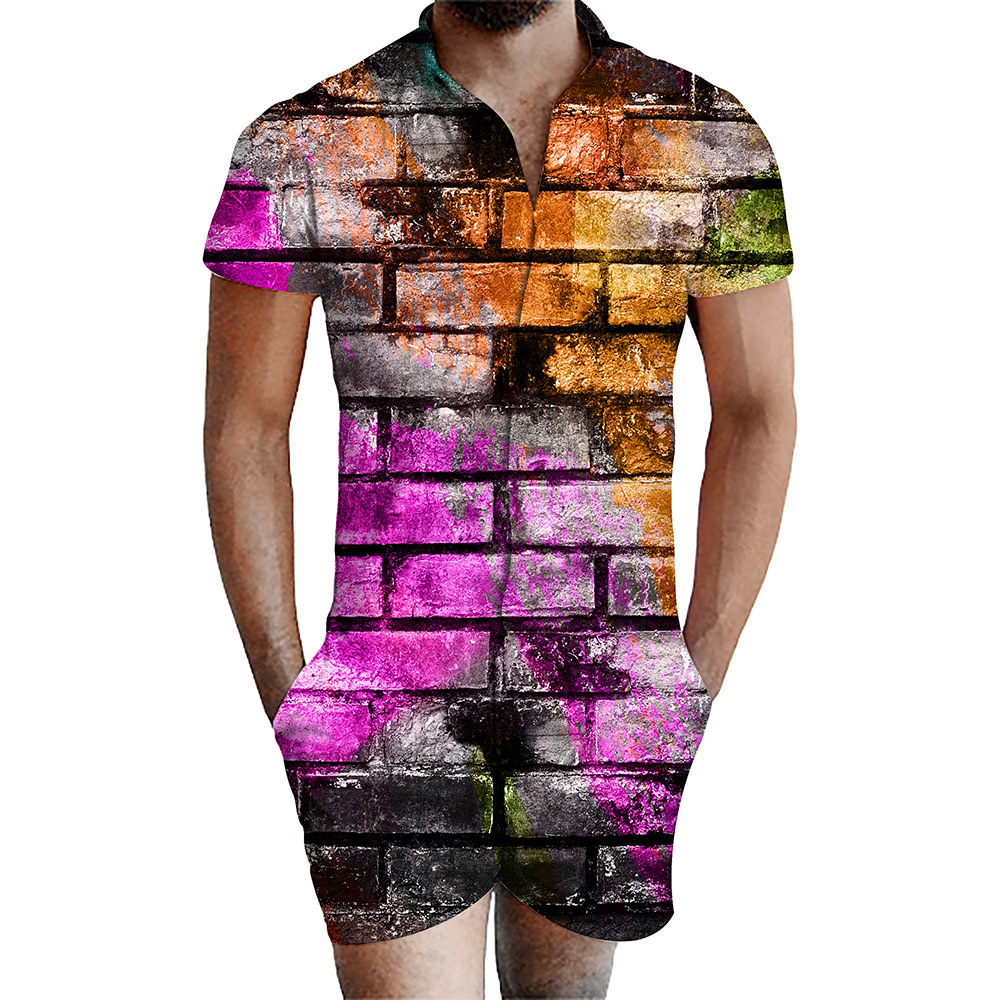 custom men's romper all-over printing no minimum male funny suit shorts