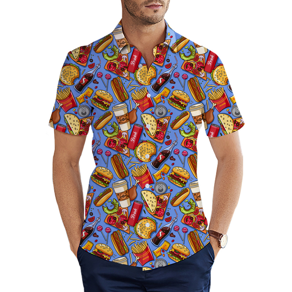 custom men's casual shirt all-over printing no minimum short sleeve button up best business