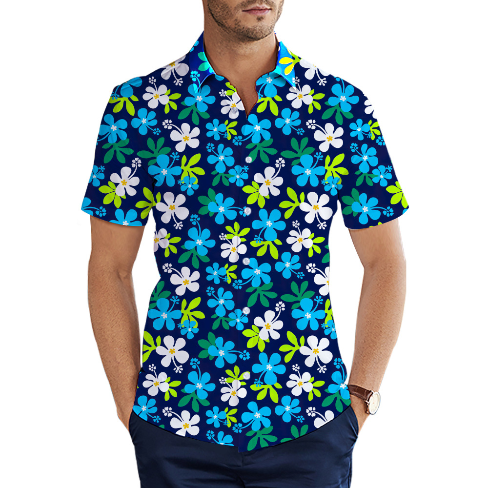 custom men's casual shirt all-over printing no minimum short sleeve button up best business