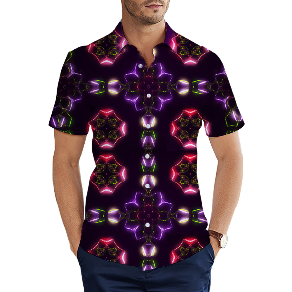 custom men's casual shirt all-over printing no minimum short sleeve button up best business