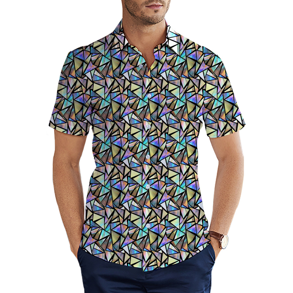 custom men's casual shirt all-over printing no minimum short sleeve button up best business