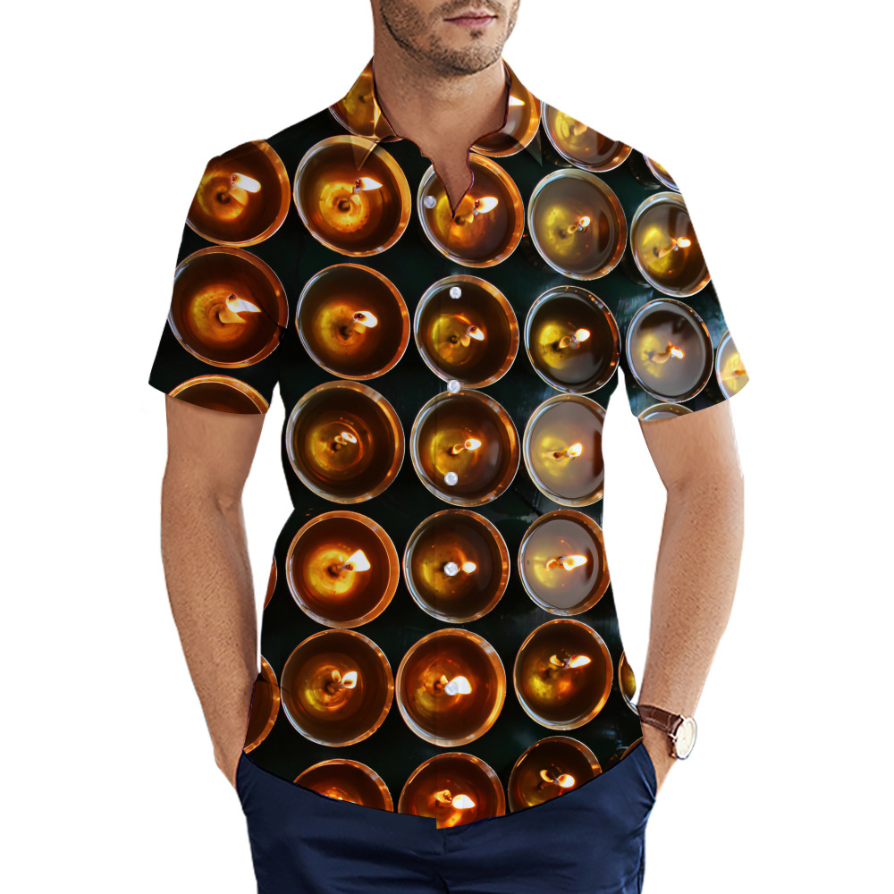 custom men's casual shirt all-over printing no minimum short sleeve button up best business