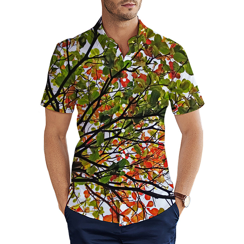 custom men's casual shirt all-over printing no minimum short sleeve button up best business