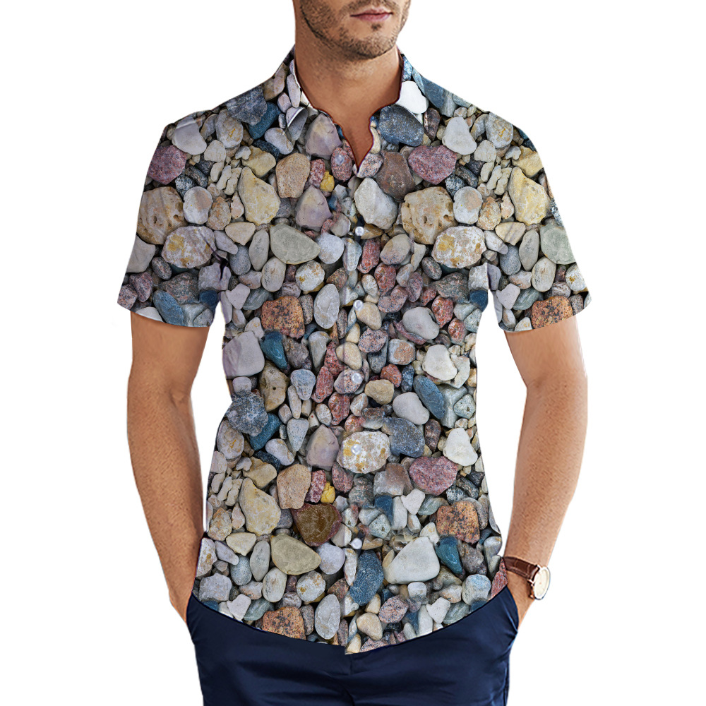 custom men's casual shirt all-over printing no minimum short sleeve button up best business