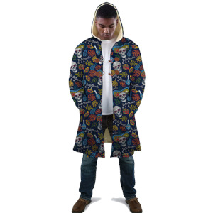 custom all over printed hooded long coat winter fleece lined no minimum