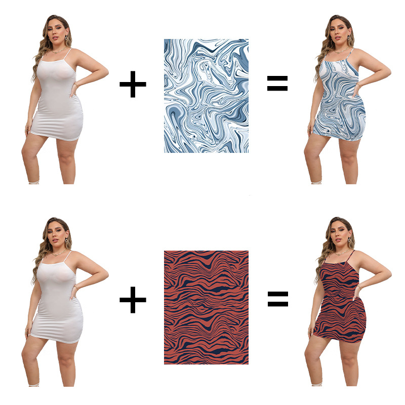 custom plus size women's summer dress all-over printing no minimum mini sleeveless