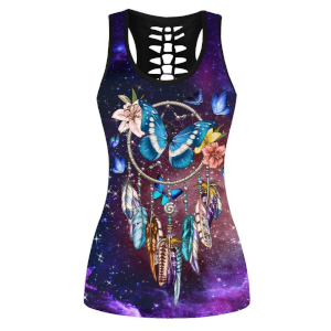 custom all-over printed women's slit weave tank top no minimum