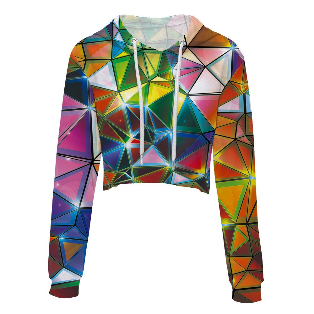 custom crop hoodie top women personalized all-over printing no minimum design your own pullover