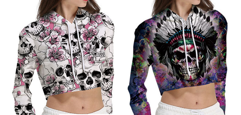 custom crop hoodie top women personalized all-over printing no minimum design your own pullover