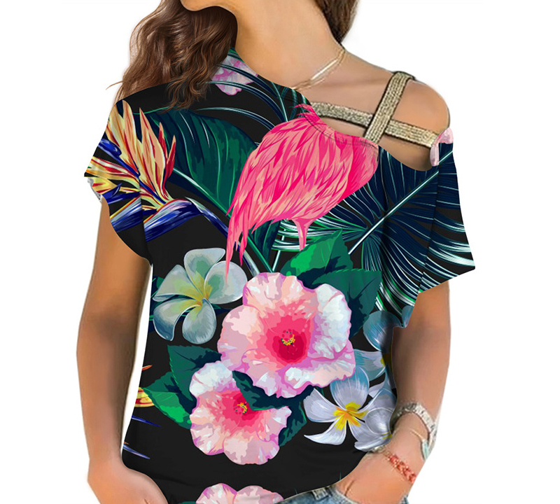 custom women's shirt printing one shoulder cross top no minimum cheap price good quality