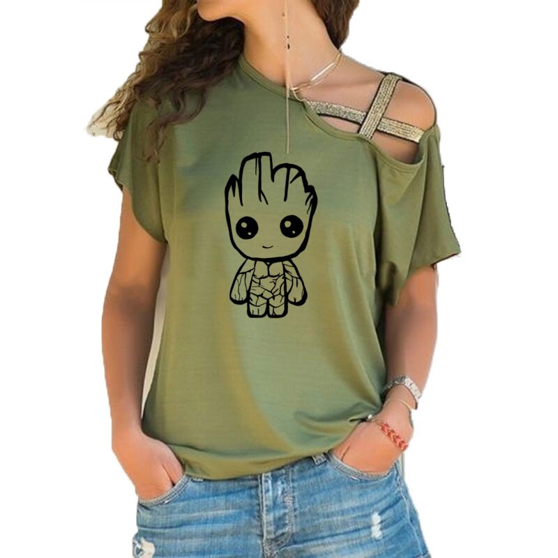 custom women's shirt printing one shoulder cross top no minimum cheap price good quality