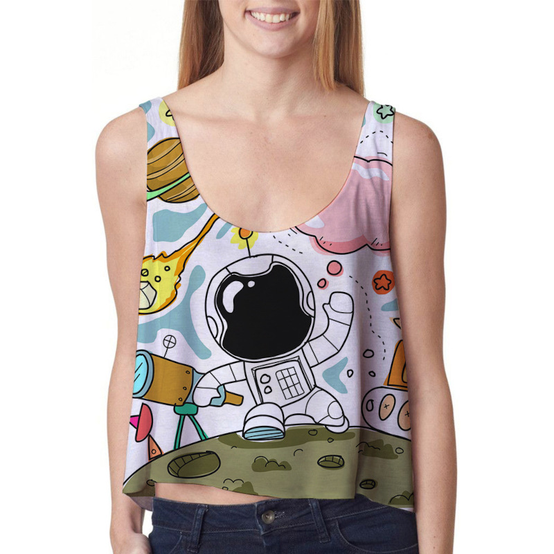 custom women's sleeveless crop top all-over printing no minimum design your own personalized cheap