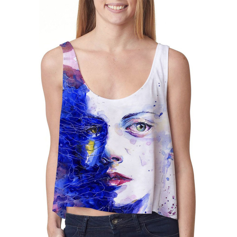 custom women's sleeveless crop top all-over printing no minimum design your own personalized cheap