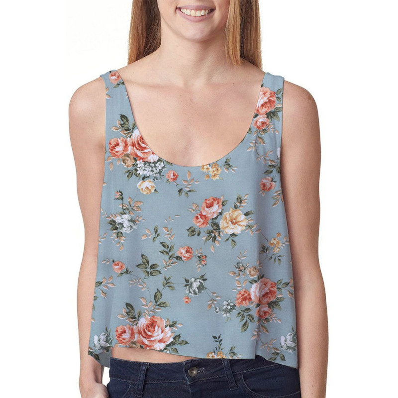 custom women's sleeveless crop top all-over printing no minimum design your own personalized cheap