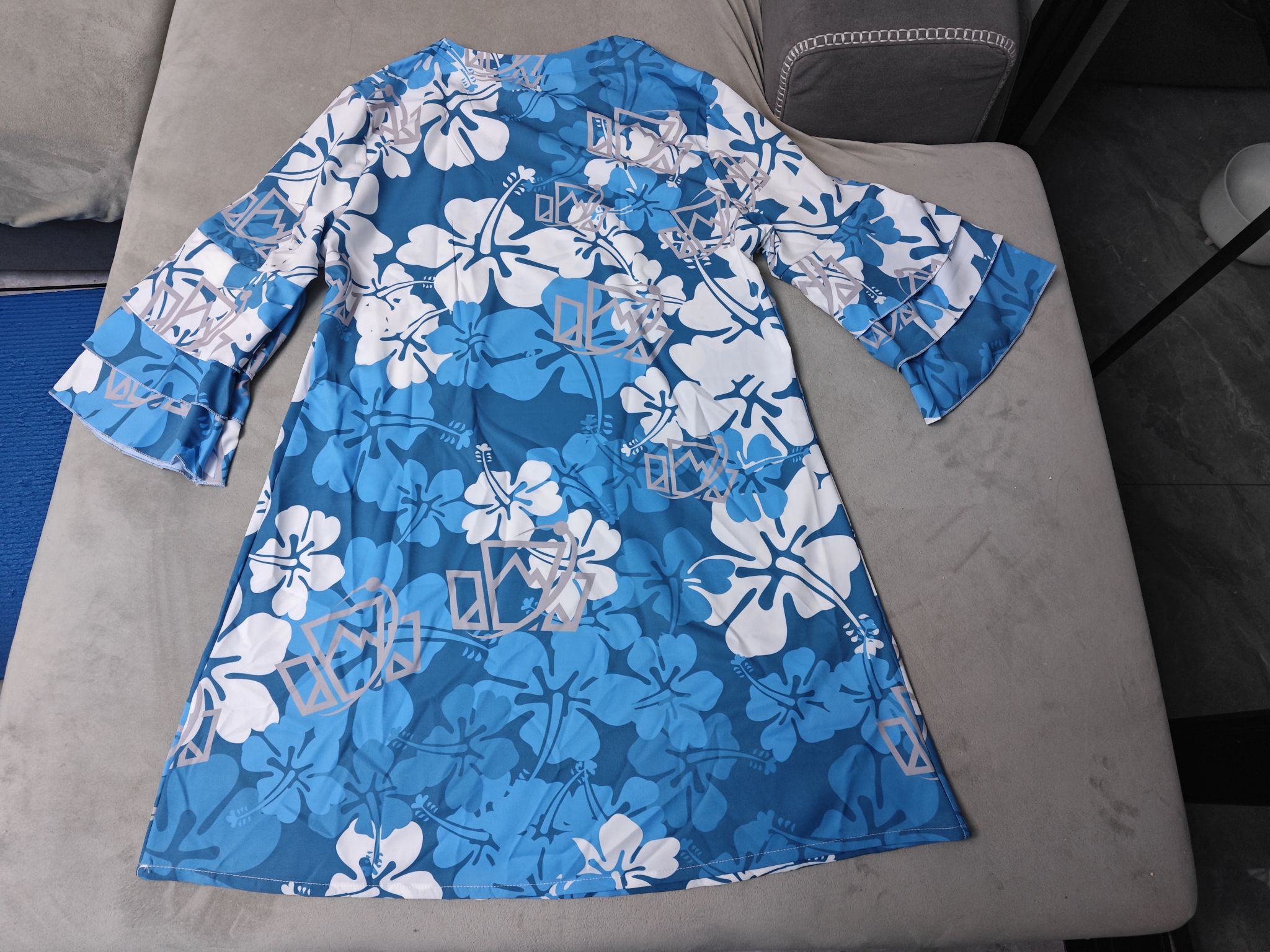 custom women's summer dress all-over printing no minimum mini casual sundress bell sleeve v-neck