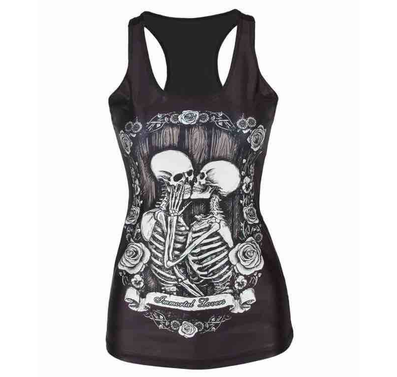 custom workout tank top all-over printing no minimum design your own personalized women Skeleton 