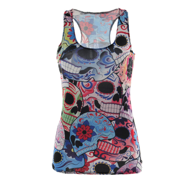 custom workout tank top all-over printing no minimum design your own personalized women cheap skull girl uniform